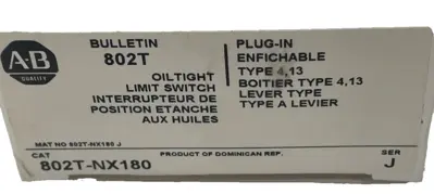 ALLEN BRADLEY 802T-NX180 LIMIT SWITCH SER. J 802TNX180 NEW, SURPLUS