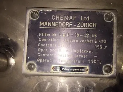 Filter, Pressure Leaf, 795 Liter, S/st, Chemap, VTHL #A744265