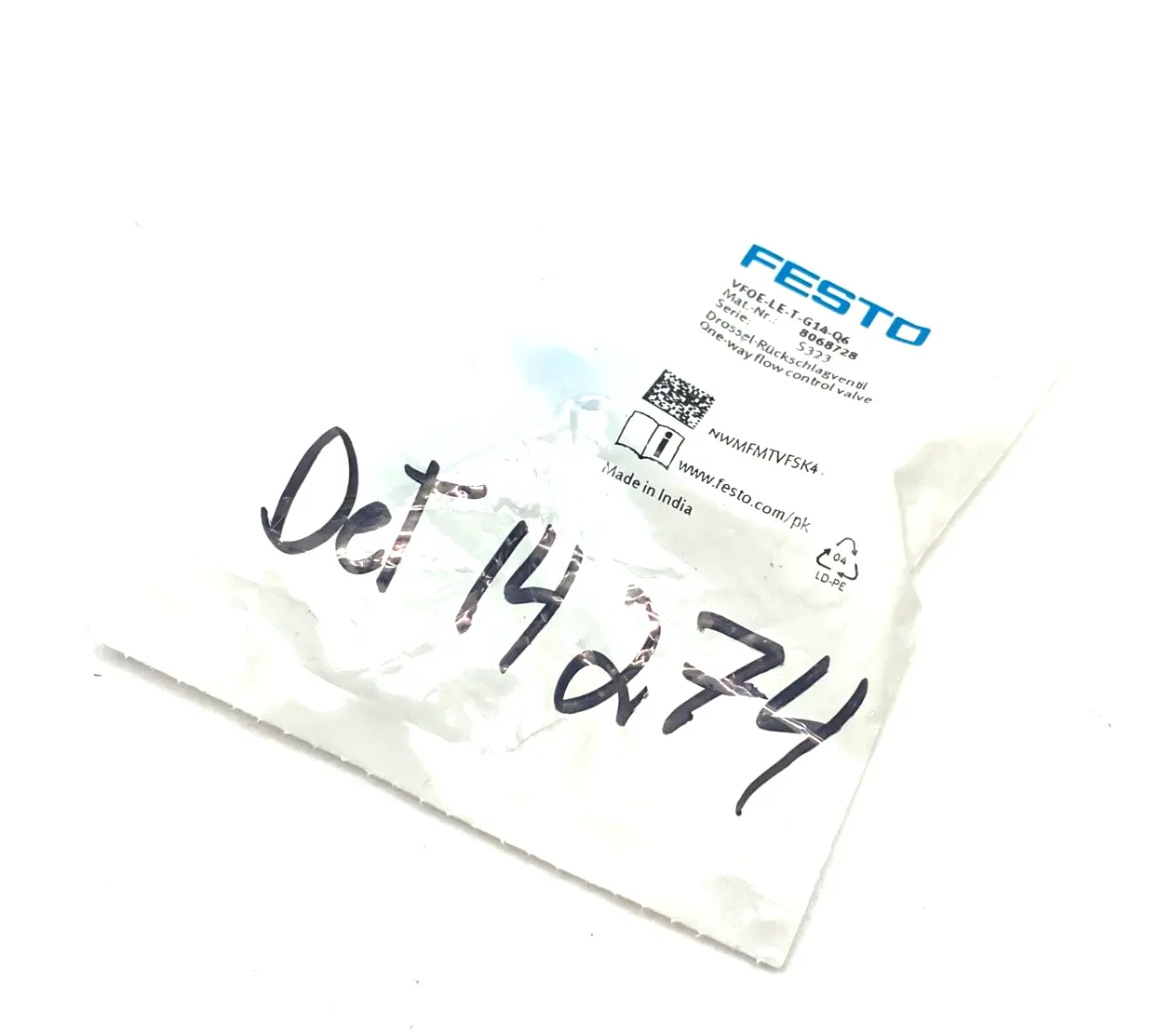 NEW FESTO ONE-WAY FLOW CONTROL VALVE