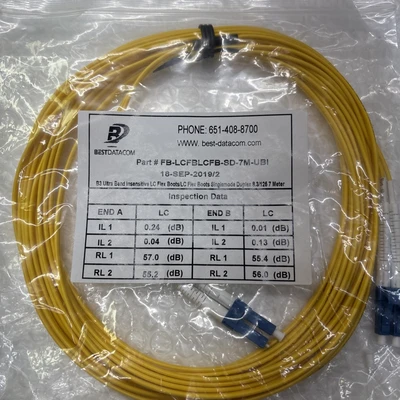 ** New Fiber Optic Patch Cords (1) -10M (2)-7M (2)-1M LC-LC Duplex S-Mode #