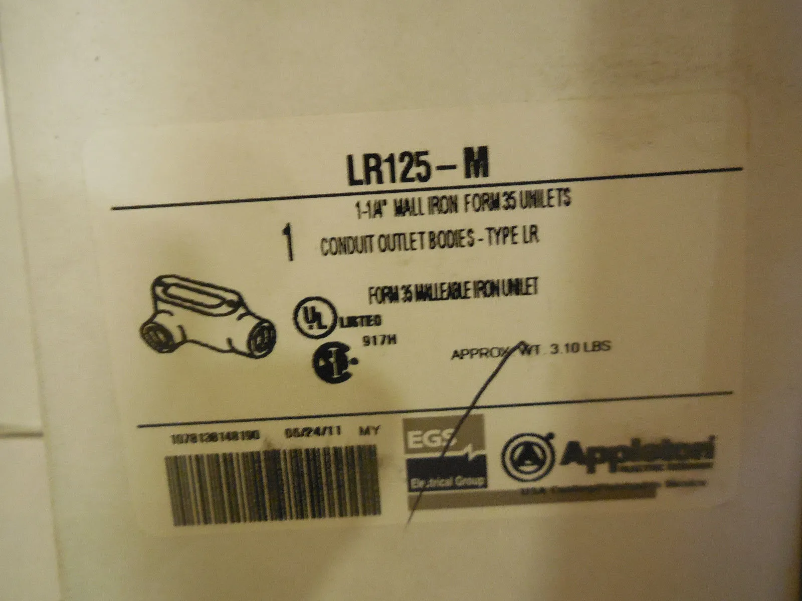 NEW APPLETON LR125-M MALL IRON UNILET LR125M