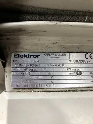 Elektror SD7/NA Single Stage Side Channel Blower 3PH 4.70kW 8.00m3/min 200mbar