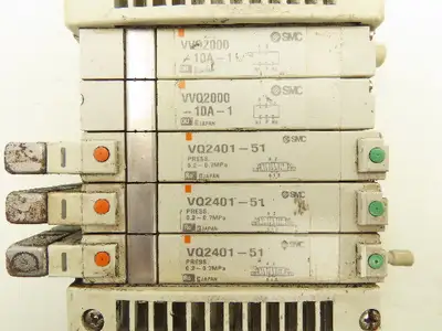SMC VVQ2000-10A-1 VQ2401-51 Pneumatic Solenoid Valve 5-Station Manifold Block