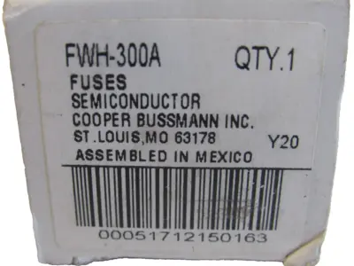 NEW COOPER BUSSMANN FWH-300A SEMI CONDUCTOR FUSES