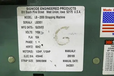 USED SIGNODE LB2000 BOX STRAPPER LB2000