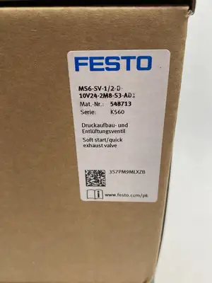 New | in-Stock Festo Electropneu. Soft-Start Quick Exhaust Valve 548713 Solenoid Valves Michigan US | Maverick Industrial Sales #1398481