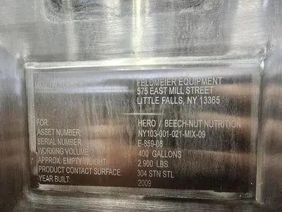 Used Feldmeier Ribbon Blender, 50 Cubic Feet, 304 Stainless Steel