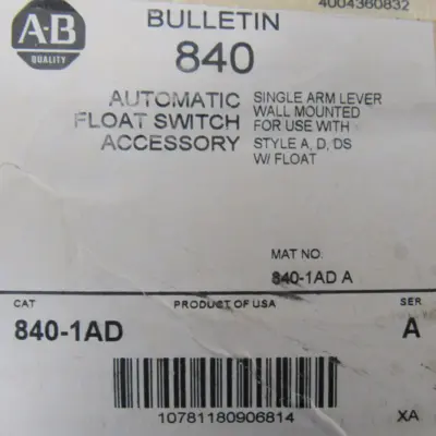 ALLEN BRADLEY 840-1AD SINGLE ARM LEVER FOR FLOAT SWITCH 8401AD NEW SURPLUS