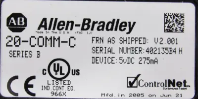 ALLEN BRADLEY 20-COMM-C COMMUNICATION ADAPTER SERIES B 20COMMC (NEW SURPLUS)