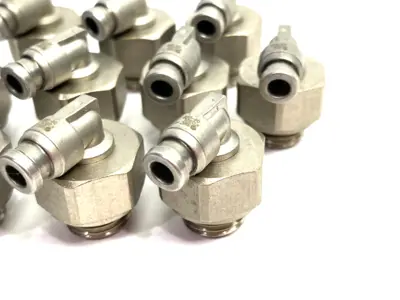 USED SMC METAL SWIVEL ELBOW FITTING MALE, 4MM OD TUBE