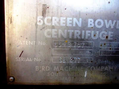 (5) Bird 36 x 72 screen bowl decanter centrifuges, 316SS.
