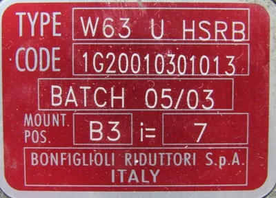 NEW BONFIGLIOLI W63-U-HSRB GEAR BOX W63UHSRB RATIO 7:1