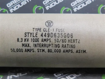 Westinghouse 449D635G06 Fuse Type CLE-1 8.3kV 100E A 50kA Sym. 80kA Asym. Used