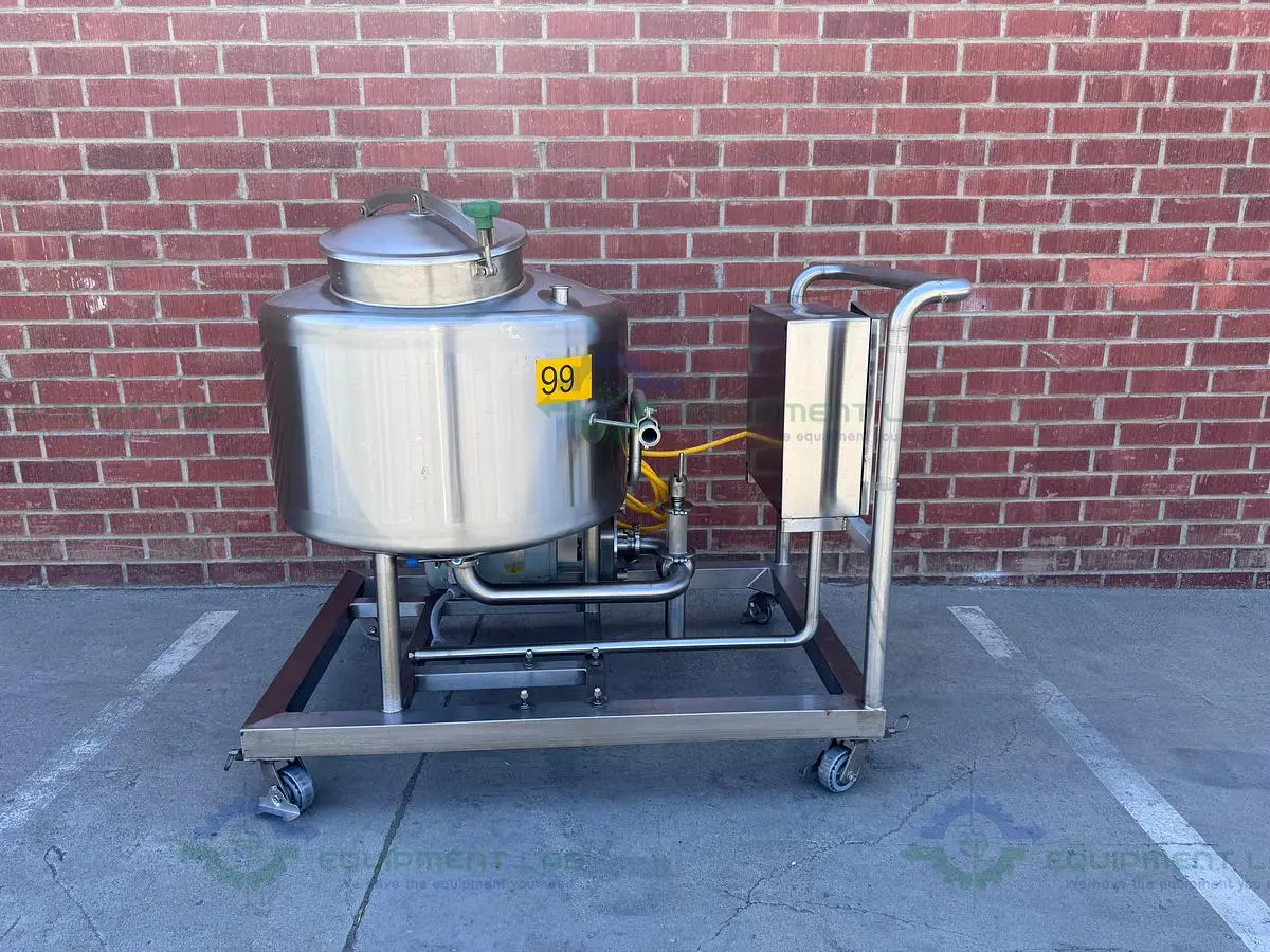 USED GEA 300 LITER RESERVOIR TANK W/ FRISTAM FPX742-205 CENTRIFUGAL PUMP, CONTROLLER