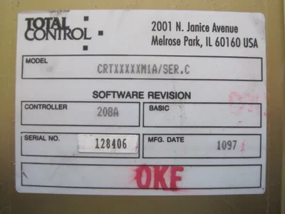 NEW TOTAL CONTROL CRT INTERFACE CRTXXXXXM1A SCREEN