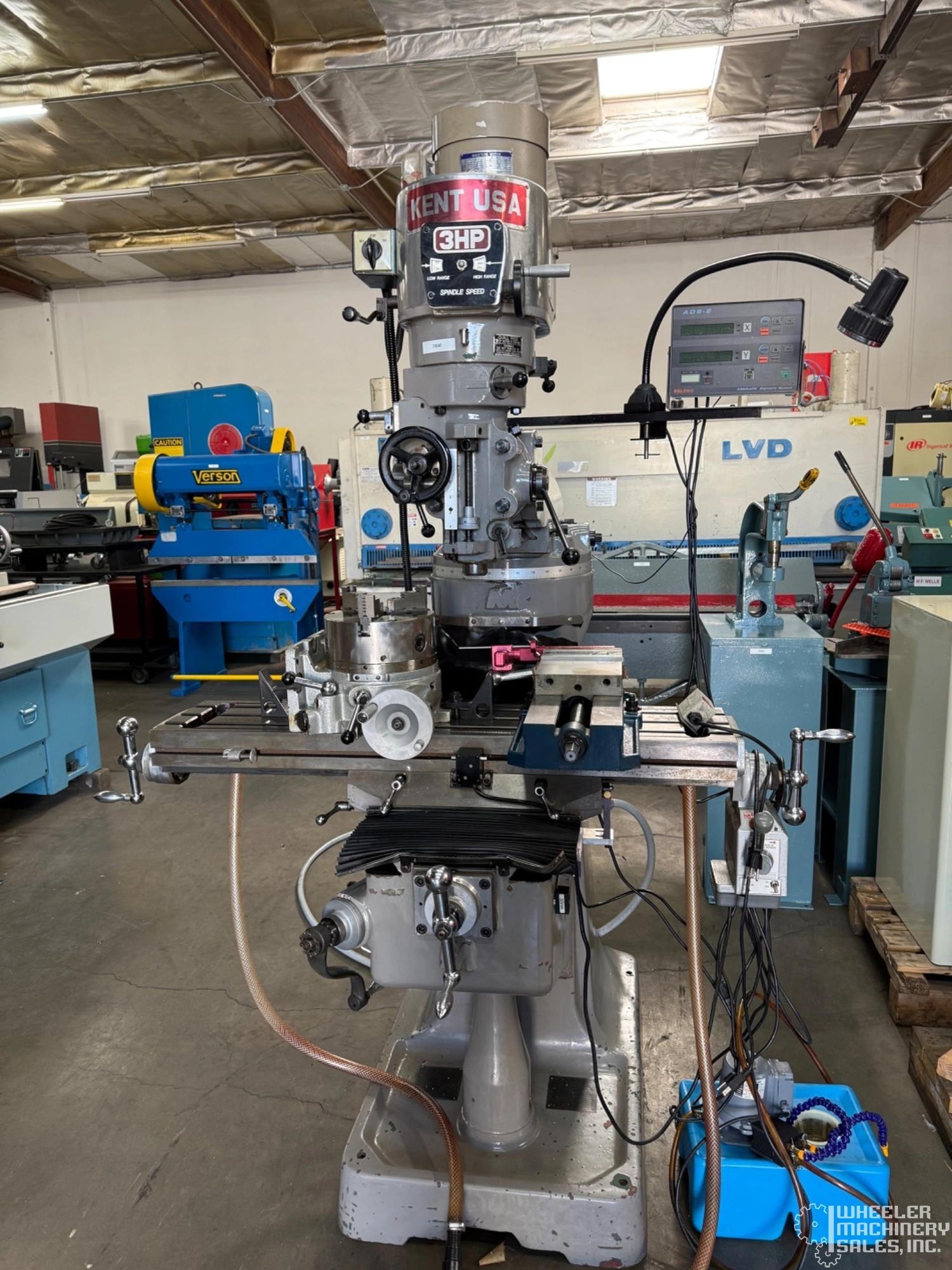 Kent 3VS Variable Speed Milling Machine 9" x 42" DRO, Power Feed, Vise #7690 #1