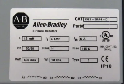 NEW ALLEN BRADLEY 1321-3RA4-D LINE REACTOR SER.A 13213RA4D