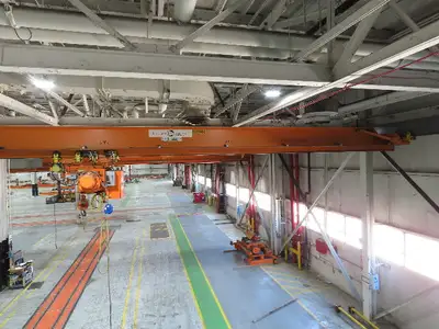 Cleveland Tramrail P&H 5 Ton Single Girder Underhung Bridge Crane 44' 6" Span
