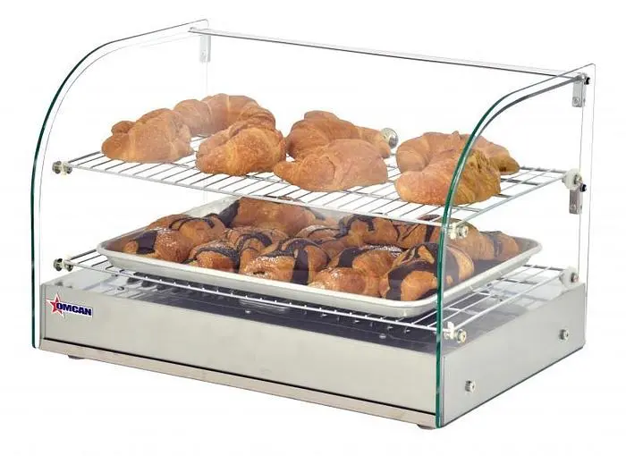 22-inch Countertop Display Warmer with Front Curved Glass and 2 Rear Hinged Doors