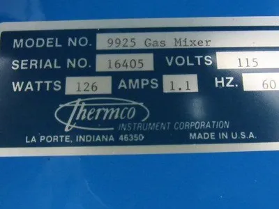 Thermco Model 9925 Helium Nitrogen Gas Mixer 0-750CFM Non Flammable Gas