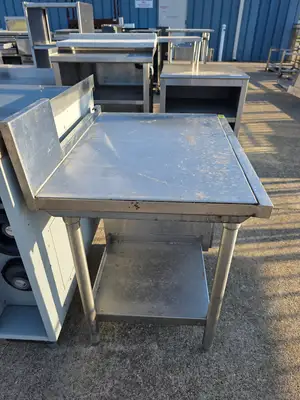 Used Falcon Restaurant Supply, Inc. Used 30"X 24.75" X 30" Stainless Steel Table with Shelf and Small Cabinet - SB2 - SS360 Food Prep Tables Illinois US | Falcon Restaurant Supply #1373772