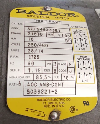 USED BALDOR 37F546X33G1