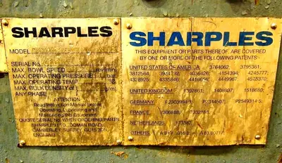 Sharples PM-36,000 Super-D-Canter centrifuge, 316SS.