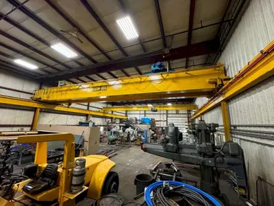 150’ LONG X 15 TON CRANE RUNWAY SYSTEM, INCLUDES I-BEAM RUNWAY & UPRIGHTS: YOBRO #24732
