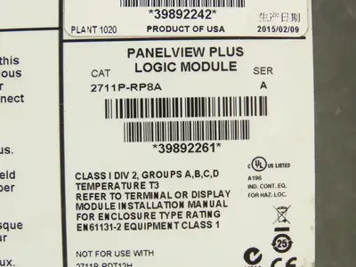 Allen Bradley 2711P-RP8A Panelview Plus  Touch Panel Logic Module Series A