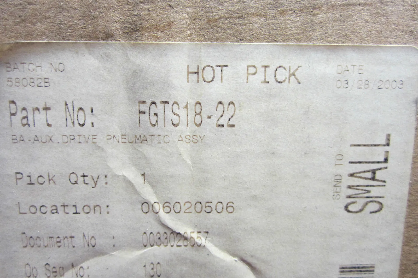NEW PNEUMATICS FGTS18-22 ASSEMBLY FGTS1822