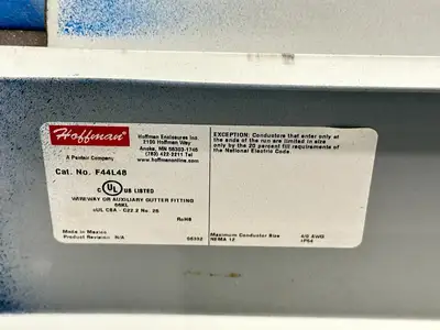 F44L48 | Hoffman  Straight Lay-in Hinged Cover Type 12 Blue 4" x 4" x 34" SHORTENED - Used