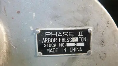 Press, Arbor, Phase II, Hand Bench, Heavy Duty, 1/2 Ton, B #S743525