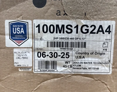 New | in-Stock Goulds 100MS1G2A4 Pumps Indiana US | J&J Industrial Supply #1368432
