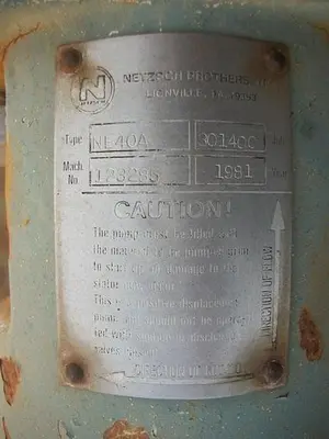 Pump, Moyno, 1 HP, 2-1/2", S/st & C/st, Netzsch, #S740715