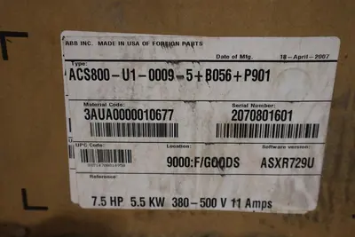 ABB ACS800-U1-0009-5+B056+P901 AC Drive 7.5 HP 5.5 kW STK 1529CC