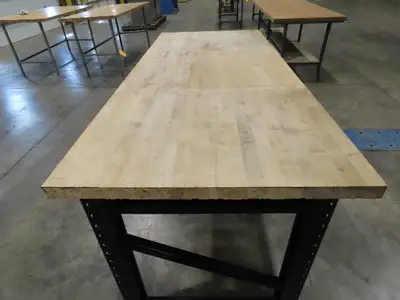 Industrial Butcher Block Top Workbench Table 68"W 30"D 40"H