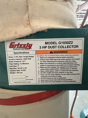 Used 2010 GRIZZLY "G1030Z2" Dust Collectors Texas US | MachineryMax #1314887