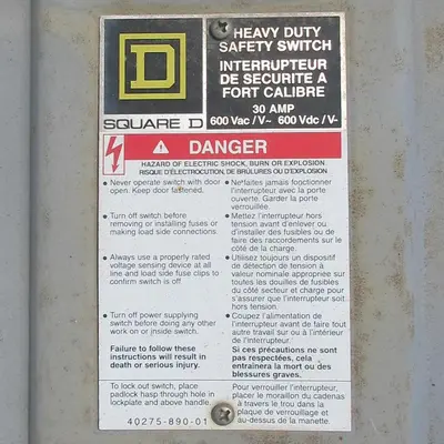 Square D 30 Amp Fusible Disconnect