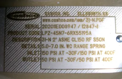 NEW Cashco LPZ-45N7-6RX55195A