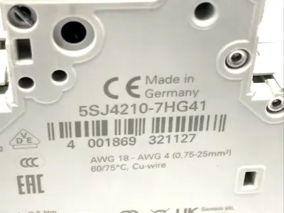 5SJ4210-7HG41 | Siemens  Miniature Circuit Breaker 240V 14kA, 2P, C Type, 10A - New Other