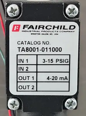 FAIRCHILD TA8001-011000 3-15PSI 4-20 mA UNMP. Loc3B-2