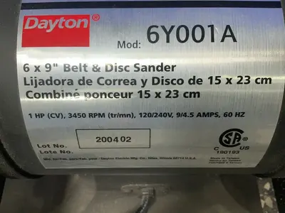 Used DAYTON 6Y001A Disc Belt Sanders (woodworking) Ohio US | HGR 24 #1406159