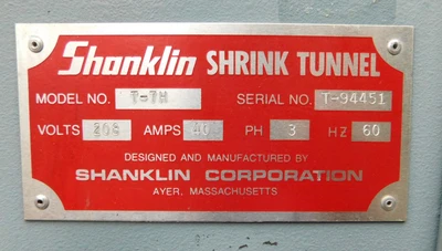 USED SHANKLIN SHRINK TUNNEL T - 7H