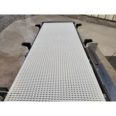 Used 20" W x 5' L Sanitary Stainless Steel Plastic Link Interlock Belt Conveyor