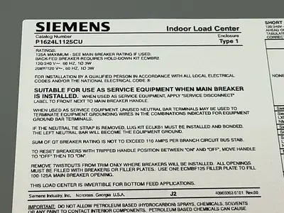 Used SIEMENS P1624L1125CU Electrical Boxes Ohio US | HGR 24 #1280589