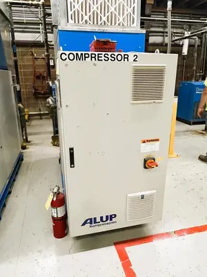 Alup 100hp. Variable speed rotary screw air compressor tested