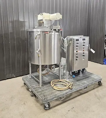Used 100 Gallon Jacketed Tank (Kettle), With Scrape Agitation, 304 Stainless Steel