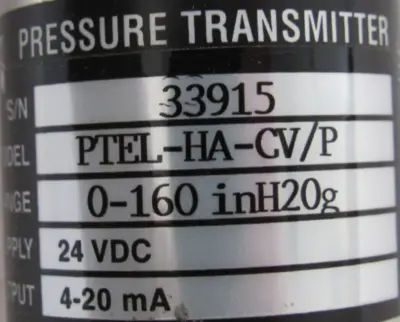 NEW PMC PTEL-HA-CV/P PRESSURE TRANSMITTER 0-160" H2O PTELHACVP