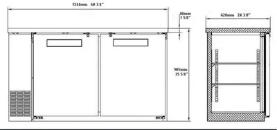 60" Stainless steel back bar