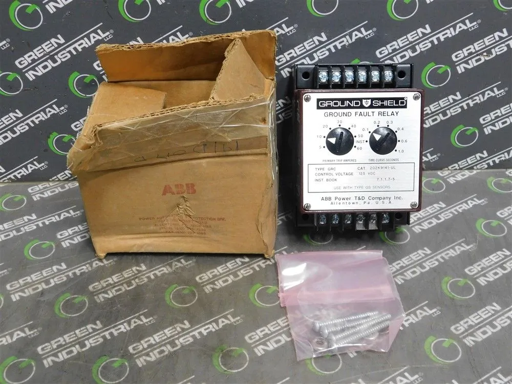 ABB 202K9141-UL Ground Shield Ground Fault Relay Type GRC 125VDC New